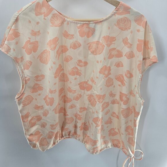Worthington Peach Floral Button Back Soft Silky Sleeveless Blouse Size 1x - Picture 1 of 11